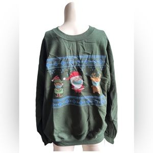 Graphic Christmas Sweatshirt Masks Covid Social Distance Gildan Heavy Blend M